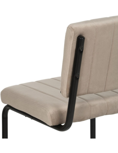 Chaise industrielle chic Luge Tissu Beige Matelassé Métal Noir Nivira - 8