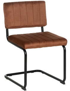 Chaise industrielle chic Luge Tissu Terracotta Matelassé Métal Noir Nivira - 1