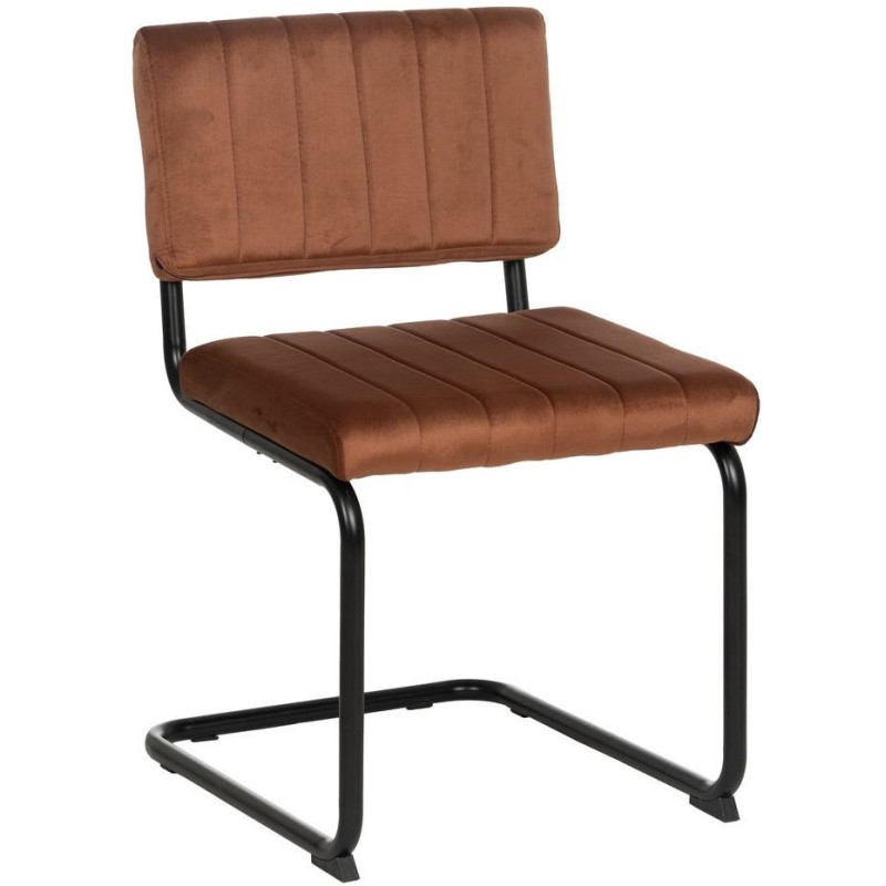 Chaise industrielle chic Luge Tissu Terracotta Matelassé Métal Noir Nivira - 1