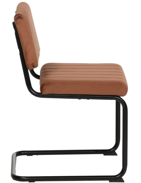 Chaise industrielle chic Luge Tissu Terracotta Matelassé Métal Noir Nivira - 3