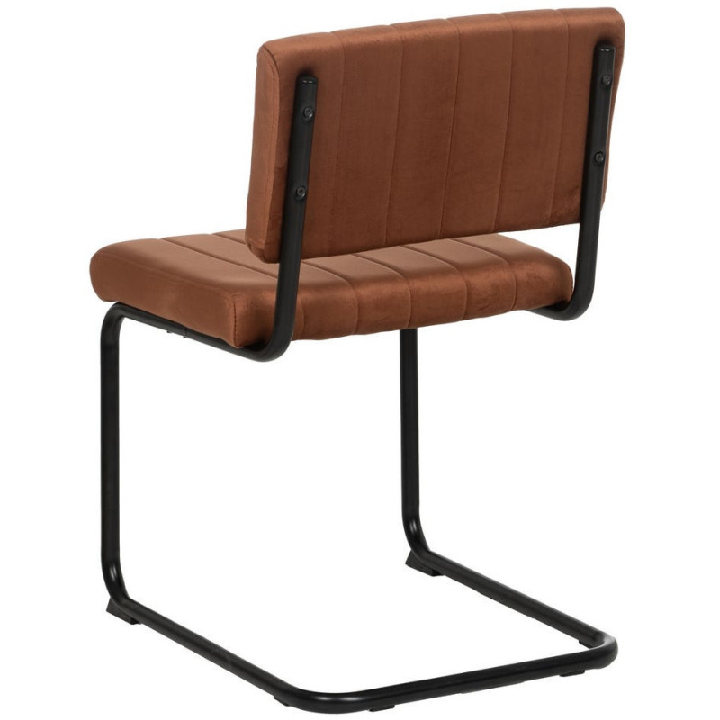 Chaise industrielle chic Luge Tissu Terracotta Matelassé Métal Noir Nivira - 4