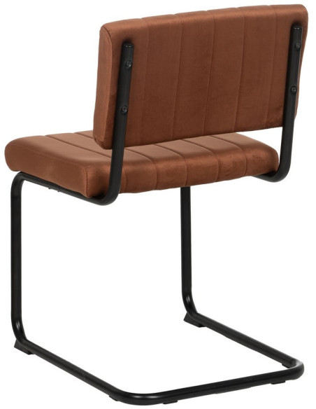 Chaise industrielle chic Luge Tissu Terracotta Matelassé Métal Noir Nivira - 4