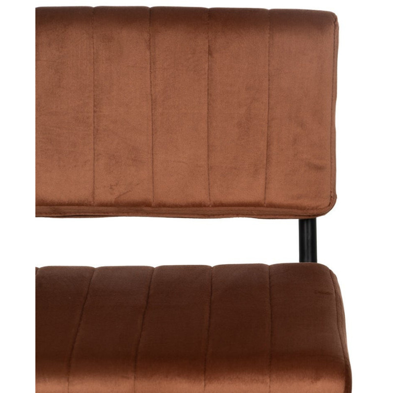 Chaise industrielle chic Luge Tissu Terracotta Matelassé Métal Noir Nivira - 5