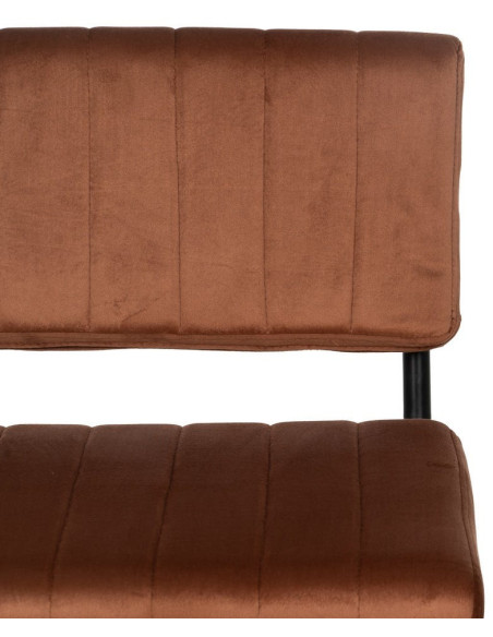 Chaise industrielle chic Luge Tissu Terracotta Matelassé Métal Noir Nivira - 5