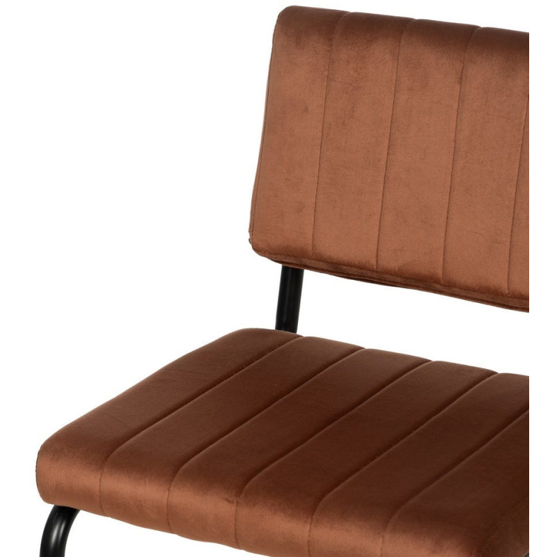 Chaise industrielle chic Luge Tissu Terracotta Matelassé Métal Noir Nivira - 6
