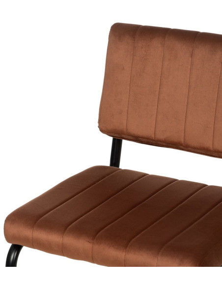Chaise industrielle chic Luge Tissu Terracotta Matelassé Métal Noir Nivira - 6