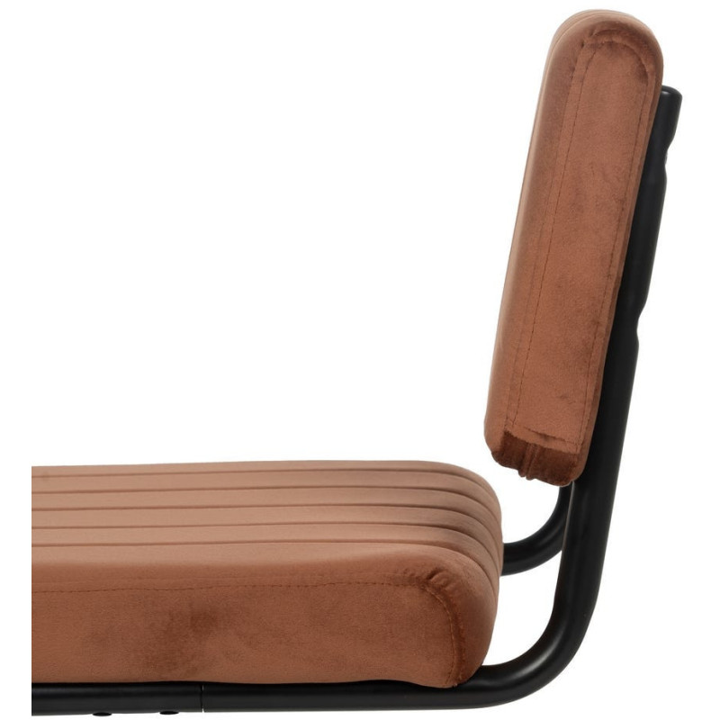 Chaise industrielle chic Luge Tissu Terracotta Matelassé Métal Noir Nivira - 7