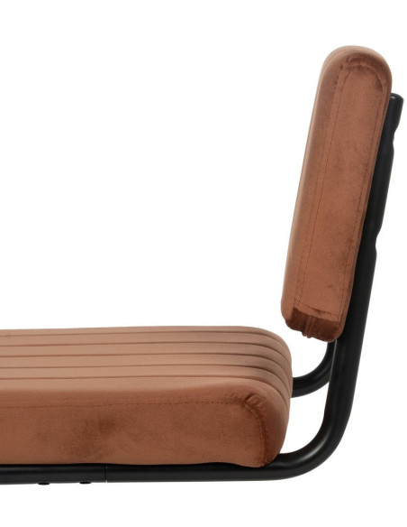 Chaise industrielle chic Luge Tissu Terracotta Matelassé Métal Noir Nivira - 7