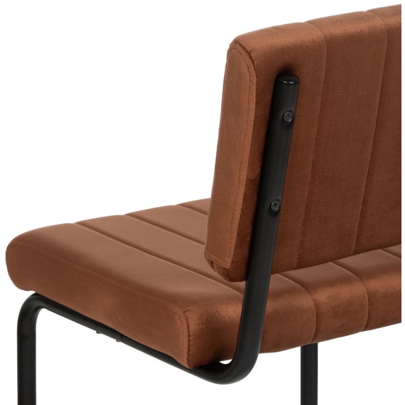Chaise industrielle chic Luge Tissu Terracotta Matelassé Métal Noir Nivira - 8
