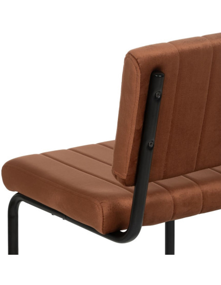Chaise industrielle chic Luge Tissu Terracotta Matelassé Métal Noir Nivira - 8