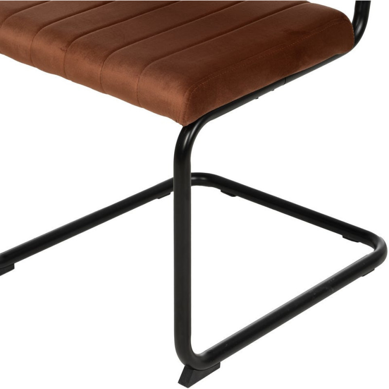 Chaise industrielle chic Luge Tissu Terracotta Matelassé Métal Noir Nivira - 10