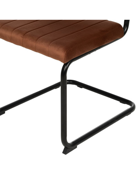 Chaise industrielle chic Luge Tissu Terracotta Matelassé Métal Noir Nivira - 10