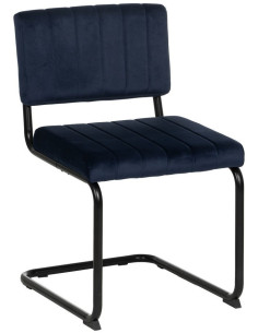 Chaise industrielle chic Luge Tissu Bleu Matelassé Métal Noir Nivira - 1