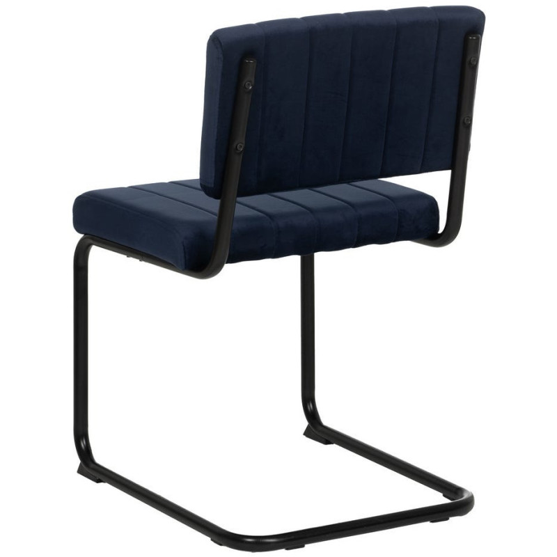 Chaise industrielle chic Luge Tissu Bleu Matelassé Métal Noir Nivira - 4