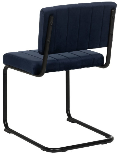 Chaise industrielle chic Luge Tissu Bleu Matelassé Métal Noir Nivira - 4