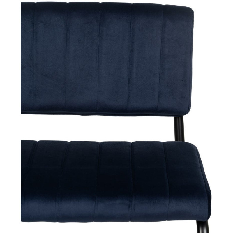 Chaise industrielle chic Luge Tissu Bleu Matelassé Métal Noir Nivira - 5