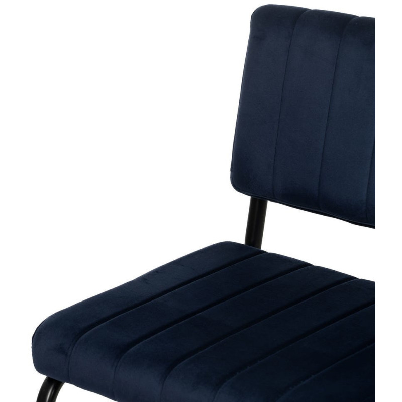Chaise industrielle chic Luge Tissu Bleu Matelassé Métal Noir Nivira - 6