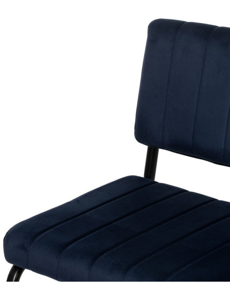Chaise industrielle chic Luge Tissu Bleu Matelassé Métal Noir Nivira - 6