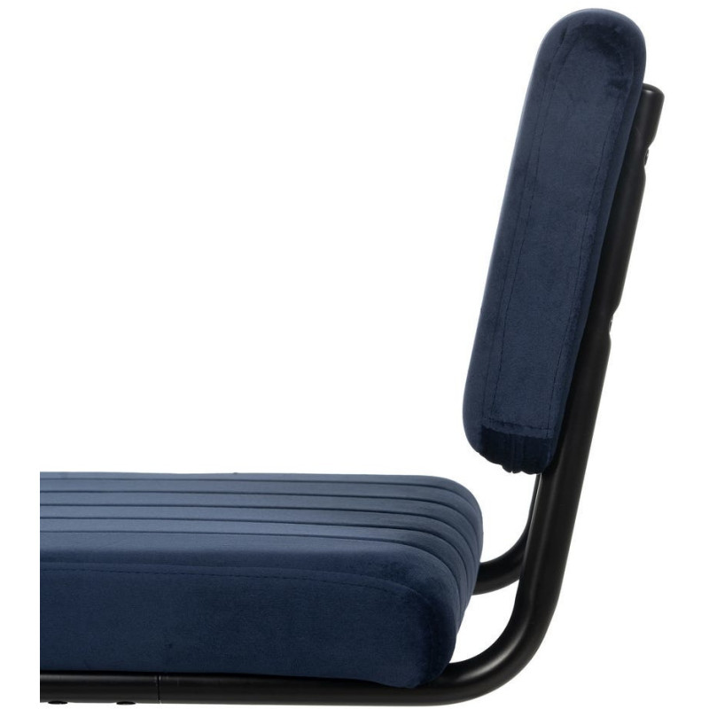 Chaise industrielle chic Luge Tissu Bleu Matelassé Métal Noir Nivira - 7