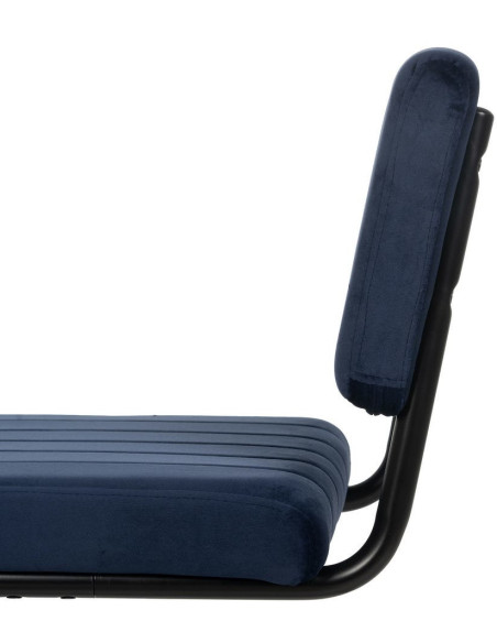 Chaise industrielle chic Luge Tissu Bleu Matelassé Métal Noir Nivira - 7