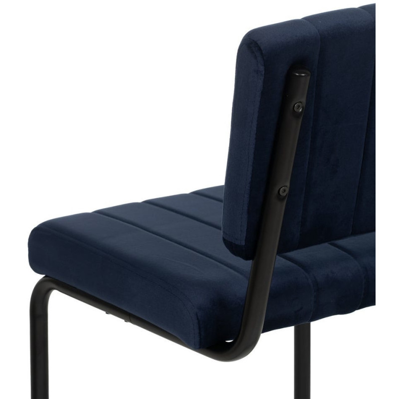 Chaise industrielle chic Luge Tissu Bleu Matelassé Métal Noir Nivira - 8