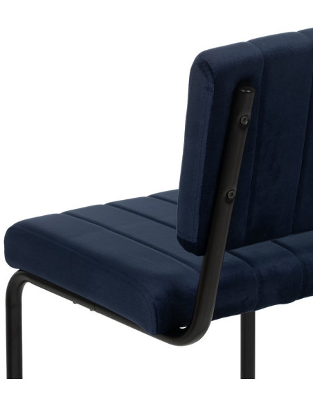 Chaise industrielle chic Luge Tissu Bleu Matelassé Métal Noir Nivira - 8