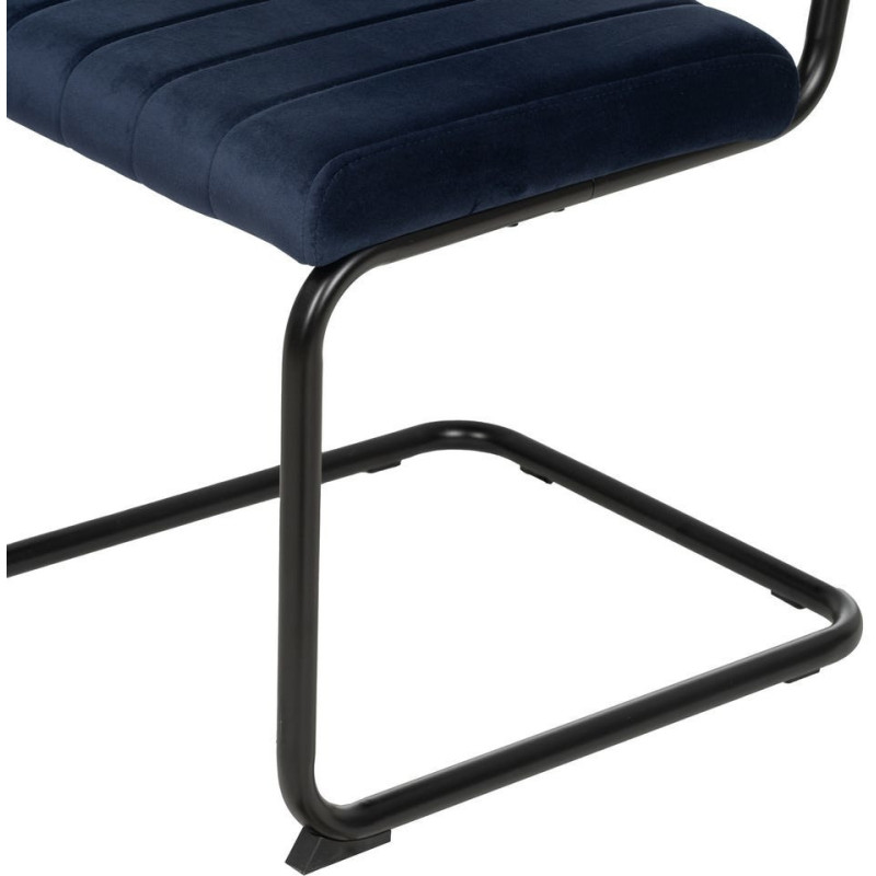 Chaise industrielle chic Luge Tissu Bleu Matelassé Métal Noir Nivira - 10