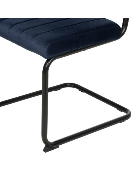 Chaise industrielle chic Luge Tissu Bleu Matelassé Métal Noir Nivira - 10