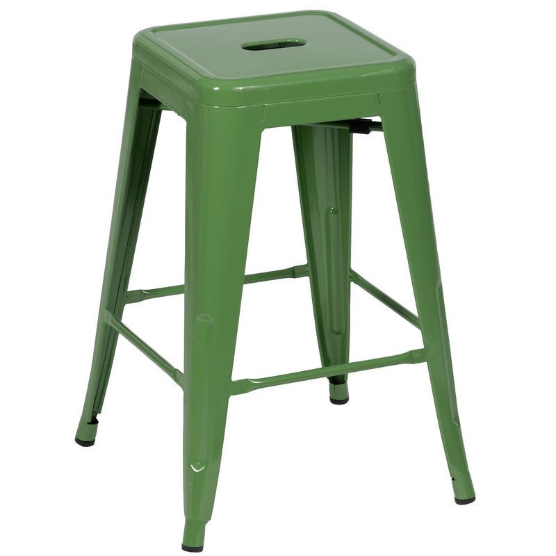 Tabouret industriel chic Métal Vert Dallas (Lot de 4) - 1