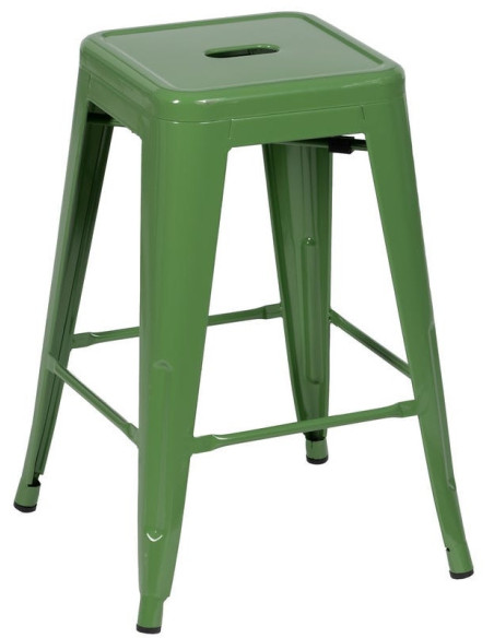 Tabouret industriel chic Métal Vert Dallas (Lot de 4) - 1