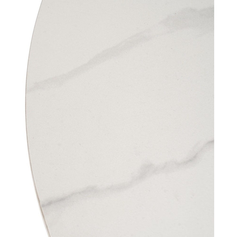 Table basse moderne chic Ronde 80 cm en Céramique Blanc Effet marbre Métal Naturel Effet bois Lurly - 2