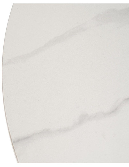 Table basse moderne chic Ronde 80 cm en Céramique Blanc Effet marbre Métal Naturel Effet bois Lurly - 2