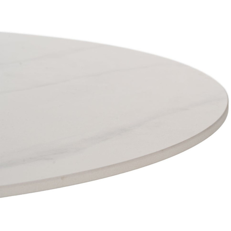 Table basse moderne chic Ronde 80 cm en Céramique Blanc Effet marbre Métal Naturel Effet bois Lurly - 4