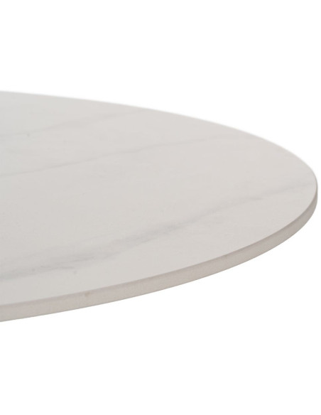 Table basse moderne chic Ronde 80 cm en Céramique Blanc Effet marbre Métal Naturel Effet bois Lurly - 4
