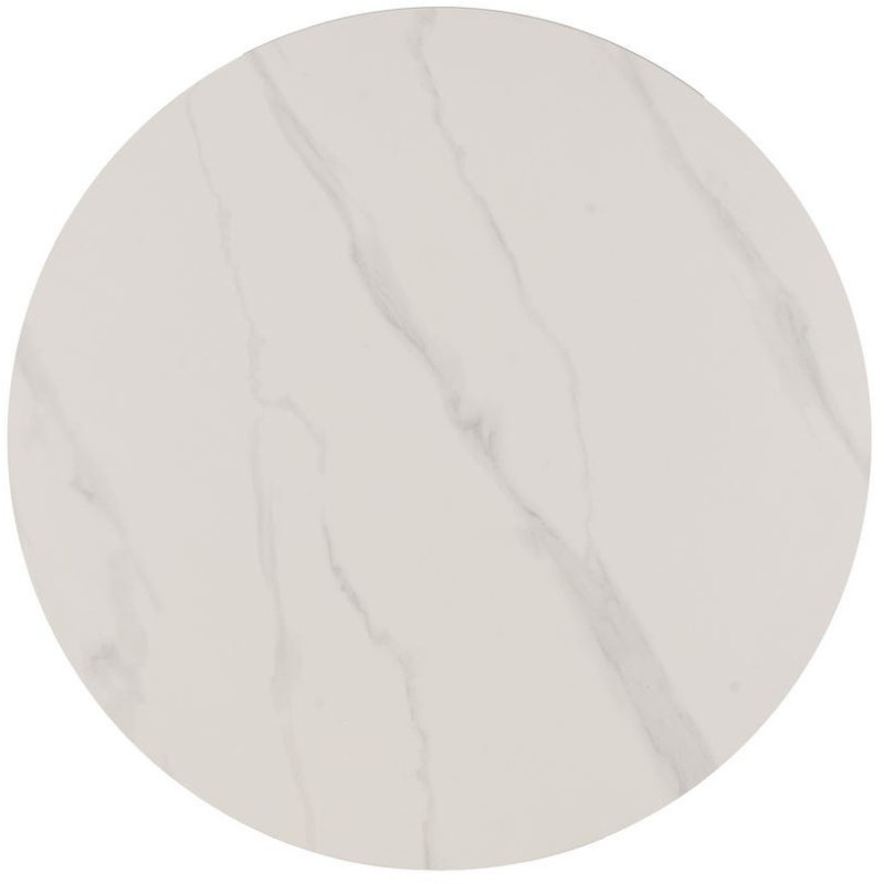 Table basse moderne chic Ronde 80 cm en Céramique Blanc Effet marbre Métal Naturel Effet bois Lurly - 6