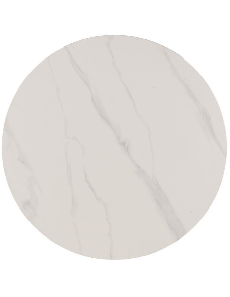 Table basse moderne chic Ronde 80 cm en Céramique Blanc Effet marbre Métal Naturel Effet bois Lurly - 6