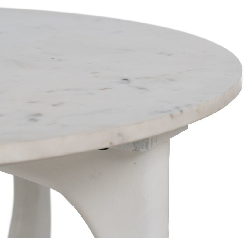 Table basse moderne chic Ronde 75 cm en Bois de manguier Marbre Blanc Tolia - 5