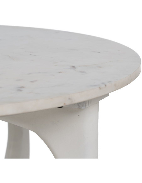 Table basse moderne chic Ronde 75 cm en Bois de manguier Marbre Blanc Tolia - 5