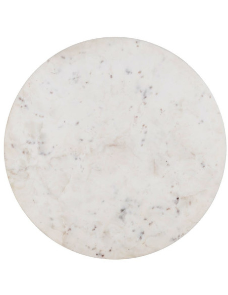 Table basse moderne chic Ronde 75 cm en Bois de manguier Marbre Blanc Tolia - 7