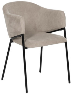 Fauteuil de table contemporain chic Tissu Beige Métal Noir Almero (Lot de 2) - 2