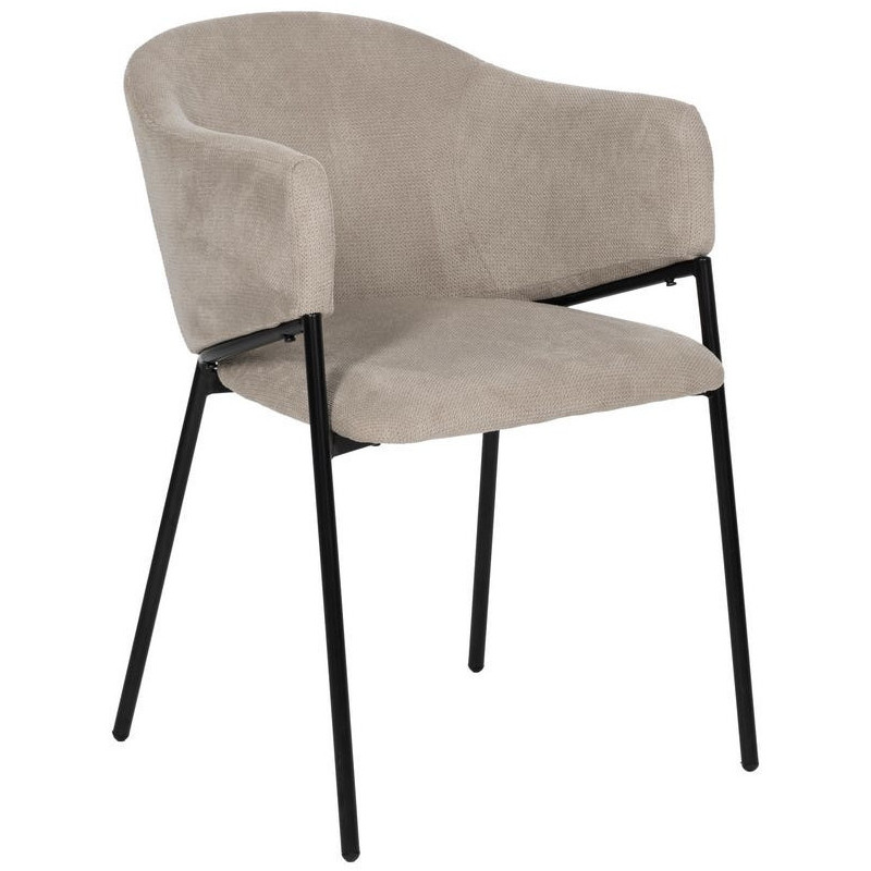 Fauteuil de table contemporain chic Tissu Beige Métal Noir Almero (Lot de 2) - 2