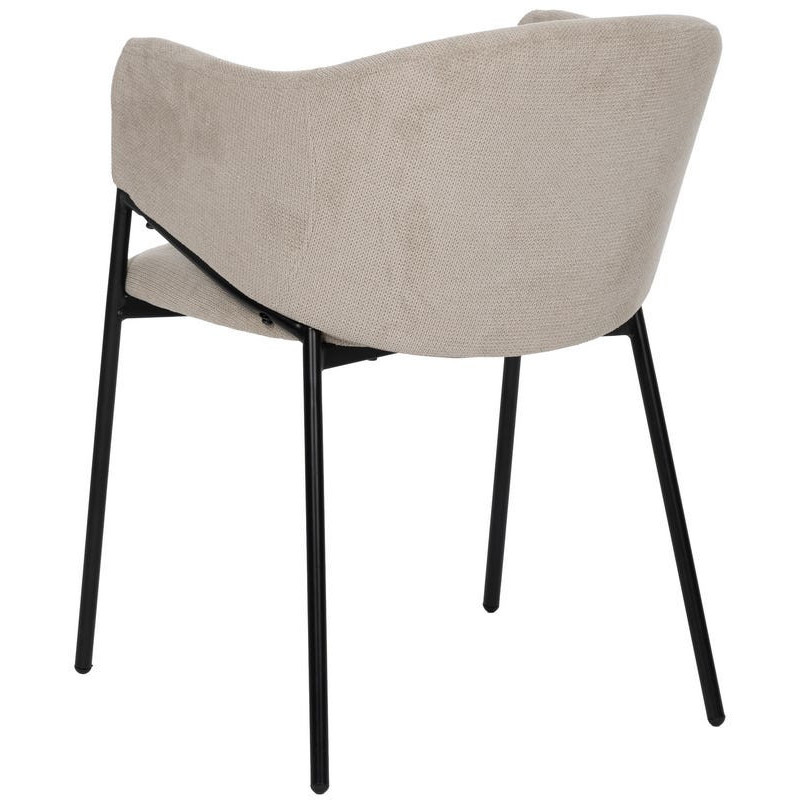 Fauteuil de table contemporain chic Tissu Beige Métal Noir Almero (Lot de 2) - 4