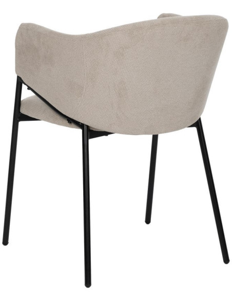 Fauteuil de table contemporain chic Tissu Beige Métal Noir Almero (Lot de 2) - 4
