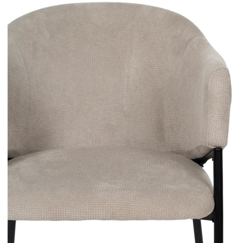 Fauteuil de table contemporain chic Tissu Beige Métal Noir Almero (Lot de 2) - 5