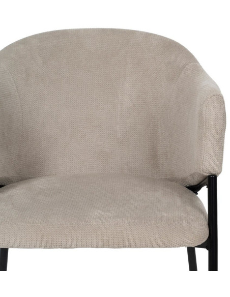 Fauteuil de table contemporain chic Tissu Beige Métal Noir Almero (Lot de 2) - 5