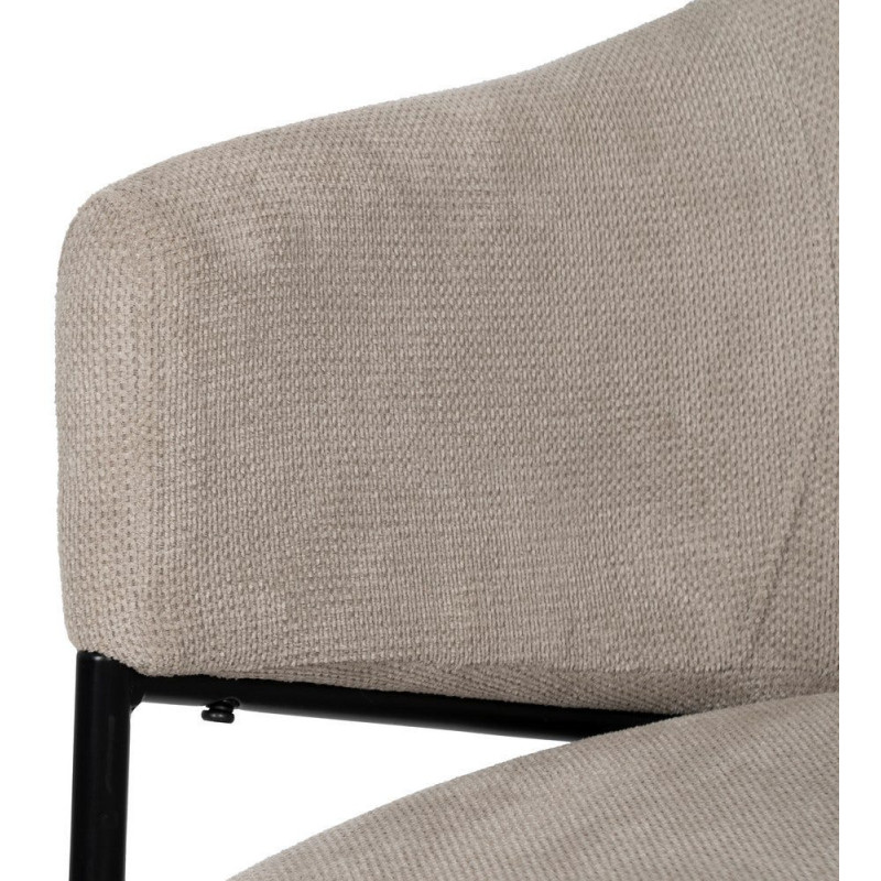 Fauteuil de table contemporain chic Tissu Beige Métal Noir Almero (Lot de 2) - 8