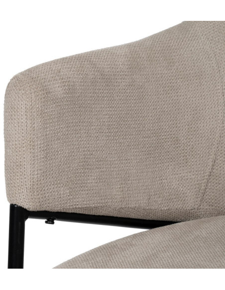Fauteuil de table contemporain chic Tissu Beige Métal Noir Almero (Lot de 2) - 8