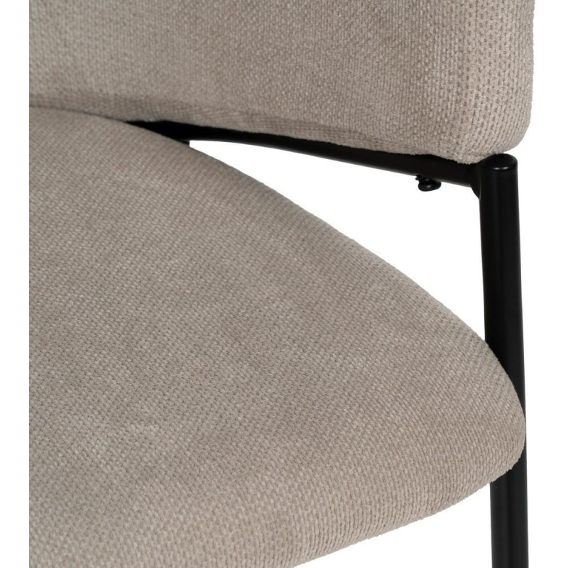 Fauteuil de table contemporain chic Tissu Beige Métal Noir Almero (Lot de 2) - 9