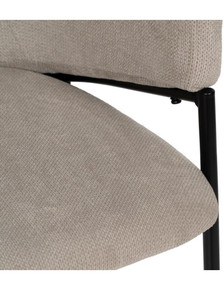 Fauteuil de table contemporain chic Tissu Beige Métal Noir Almero (Lot de 2) - 9