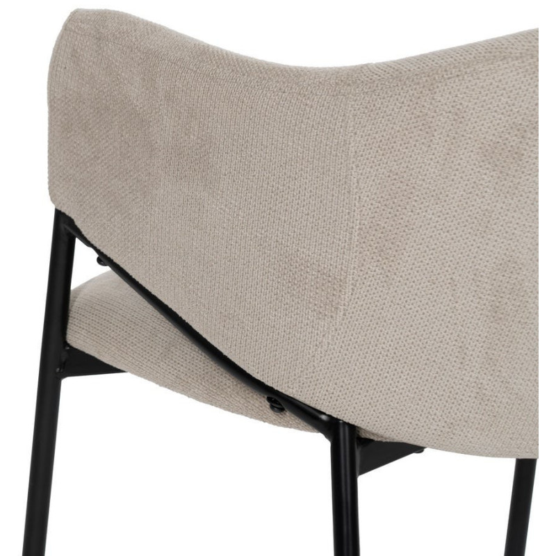 Fauteuil de table contemporain chic Tissu Beige Métal Noir Almero (Lot de 2) - 10